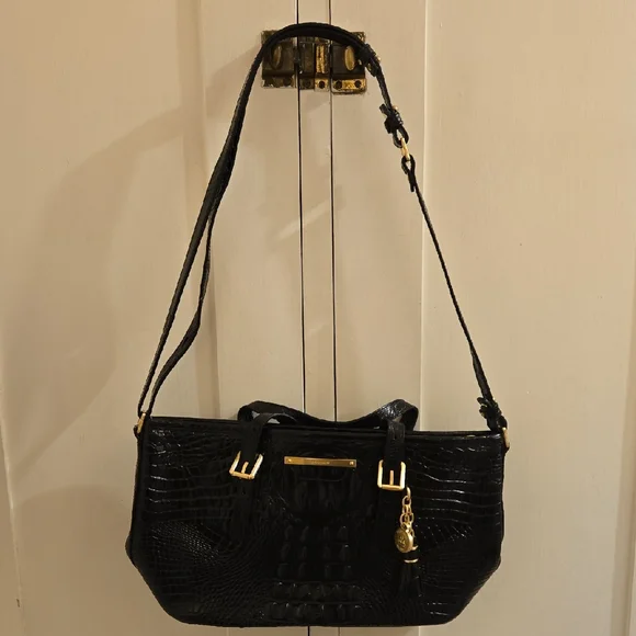 Brahmin Black and Gold Bag Strap. Lorelei | Black Vanderbilt | BRAHMIN main image 4